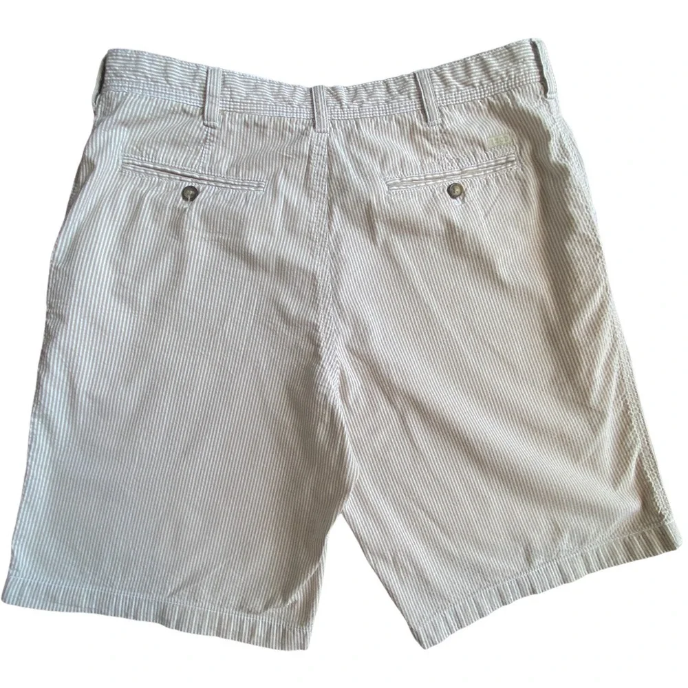 Izod Men's 36 Striped Flat Front Golf Shorts Preppy Country Club Tan‎